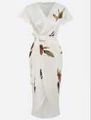Valmare | Vestido Midi Blanco con Estampado de Hojas
