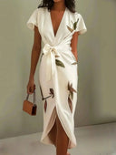 Valmare | Vestido Midi Blanco con Estampado de Hojas