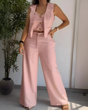 Traje informal de chaqueta sin mangas para mujer