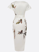 Valmare | Vestido Midi Blanco con Estampado de Hojas