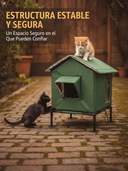 🐱🏡 -50% ! 🌿 Casa para Gatos Exterior Elevada para Todas las Estaciones – Oxford y Aluminio Térmico, Impermeable y Plegable.