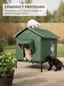 🐱🏡 -50% ! 🌿 Casa para Gatos Exterior Elevada para Todas las Estaciones – Oxford y Aluminio Térmico, Impermeable y Plegable.