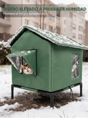 🐱🏡 -50% ! 🌿 Casa para Gatos Exterior Elevada para Todas las Estaciones – Oxford y Aluminio Térmico, Impermeable y Plegable.