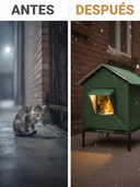 🐱🏡 -50% ! 🌿 Casa para Gatos Exterior Elevada para Todas las Estaciones – Oxford y Aluminio Térmico, Impermeable y Plegable.