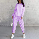 💕Conjunto de sudadera de manga larga con bajo irregular y pantalones para mujer